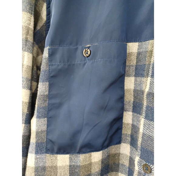 2Y Premium Flannel Shirt  XL Blue Plaid Pockets Colorblock - Picture 3 of 7